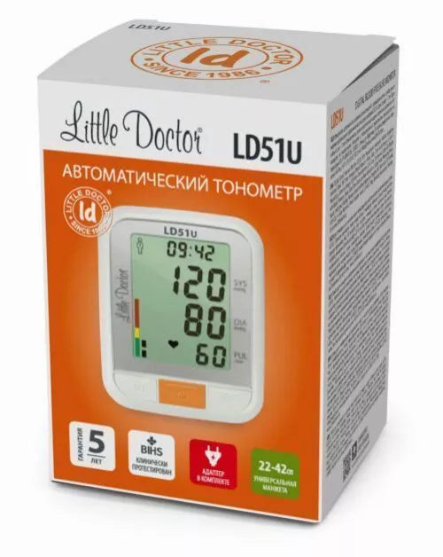 Тонометр LD51U автоматический, манжета 25 - 42 см, адаптер Тонометр LD51U автоматический, манжета 25 - 42 см, адаптер