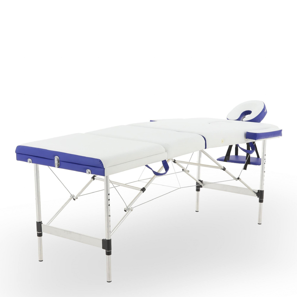 Массажный стол на Алюмин раме МосМедика (3х секц)  JFAL01-A (белый/синий)